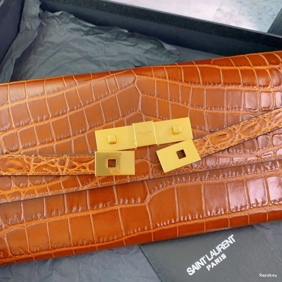 Rep ladies REP CROCODILE-EMBOSSED LEATHER MANHATTAN CLUTCH IN YSL 0731